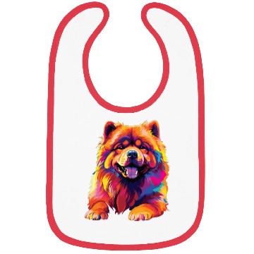 Discover Watercolor Colorful Chow Chow Bibs
