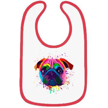 Discover Colorful Pug Head Bibs