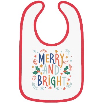 Discover Merry and Bright Colorful Pastel Christmas Design Bibs