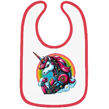 Discover Unicorn Robot Cyborg Rainbow Science Fiction Bibs