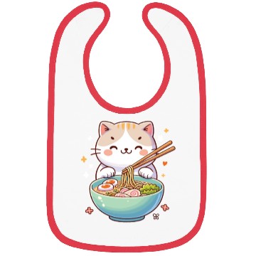 Discover Cute Cat Eats Ramen Noodles Cats Ramen Bibs