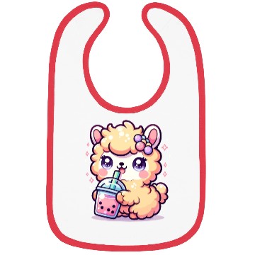 Discover Kawaii Llama Sips Bubble Tea Cute Llama Boba Tea Bibs