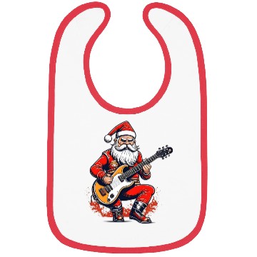 Discover Santa claus playing a guitar Bibs