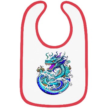 Discover a dragon riding a wave Bibs