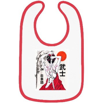 Discover Vintage Japanese Samurai Culture Sakura Scenery Bibs