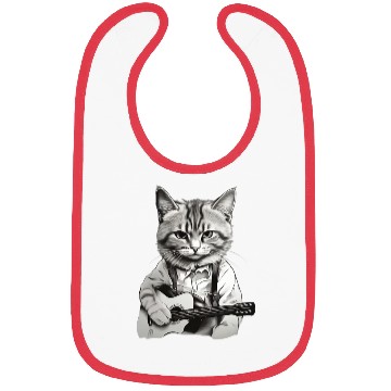 Discover Cat playing guitar - Rock cat Bibs