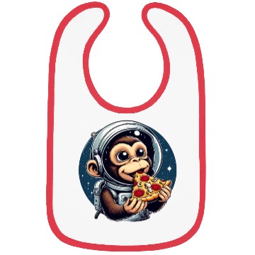 Discover Space monkey enjoys pizza Bibs