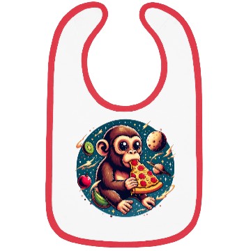 Discover Space monkey enjoys pizza Bibs