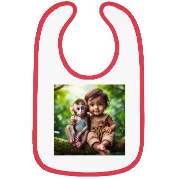 Discover Monkey & Baby Boy. Bibs