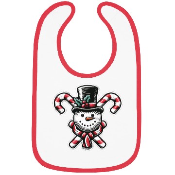 Discover Candy Cane Cheer - snowman with Top Hat design Bibs