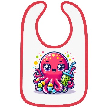 Discover Kawaii Octopus With Bubble Tea Sea Ocean Boba Tea Bibs
