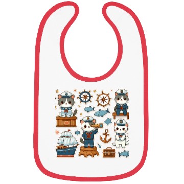 Discover Sailor Whiskers: Little Sailor Kitties Sticker Bibs