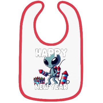 Discover Festive alien with New Year greetings Bibs