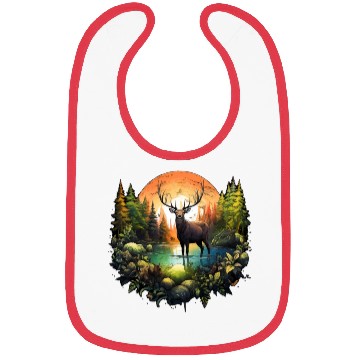 Discover Reindeer between trees river and nature Bibs