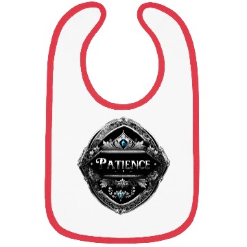 Discover SILVER BLACK PATIENCE TEXT AI GENERATED Bibs