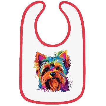 Discover Watercolor Colorful Yorkshire Terrier Bibs