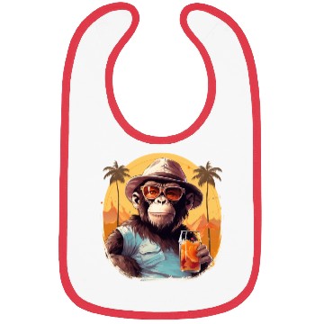 Discover Cool Monkey With Drink Funny Animals Chimpanzee Bibs