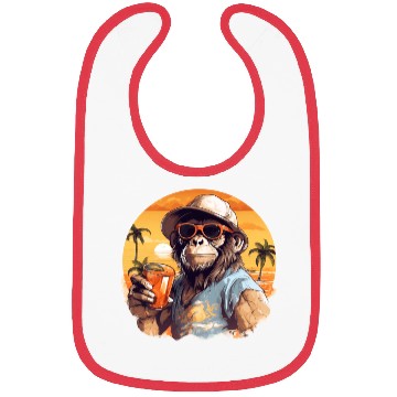 Discover Cool Monkey With Drink Funny Animals Chimpanzee Bibs