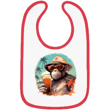 Discover Cool Monkey With Drink Funny Animals Chimpanzee Bibs