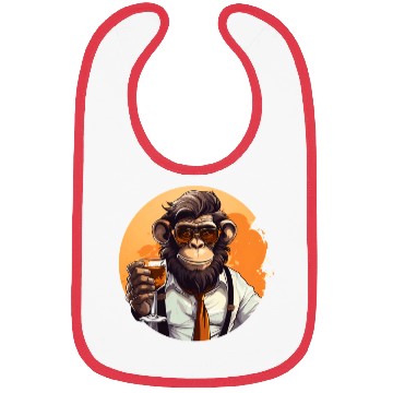 Discover Cool Monkey With Drink Funny Animals Chimpanzee Bibs