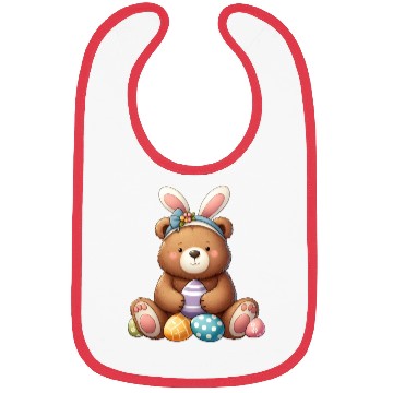 Discover Easter bear with bunny ears and easter eggs Bibs