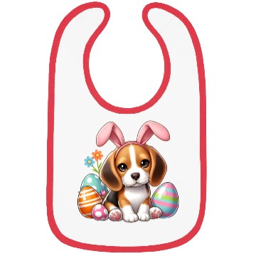 Discover Beagle with bunny ears and easter eggs Bibs