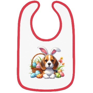Discover Beagle with bunny ears and easter eggs Bibs