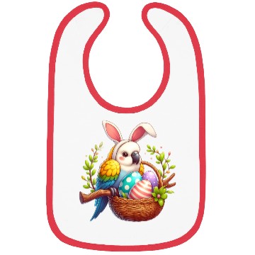 Discover Easter parrot with bunny ears Easter eggs Bibs