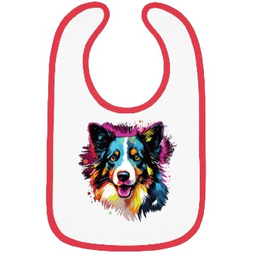 Discover Watercolor Colorful Border Collie Bibs