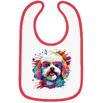 Discover Watercolor Colorful Bichon Frise Bibs