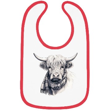 Discover Adorable Highland Cow Wearing a Scarf Bibs