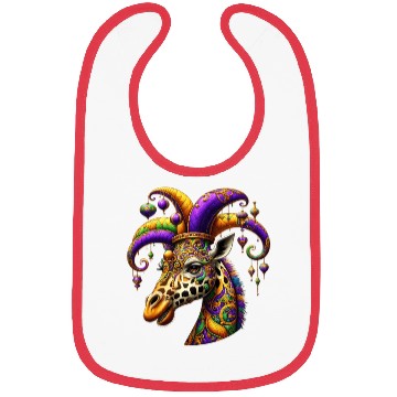 Discover Mardi Gras giraffe with fool's hat Bibs