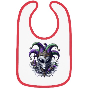 Discover Mardi Gras alien with a fool's hat Bibs