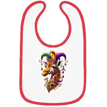Discover Mardi Gras giraffe with fool's hat Bibs
