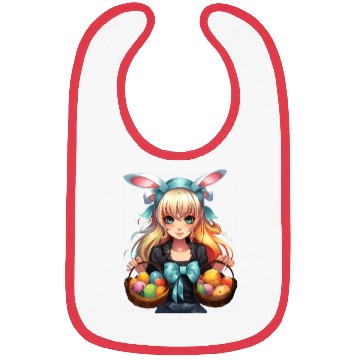 Discover Easter Day Anime Girl Bunny Ear Easter Egg Hunt Bibs