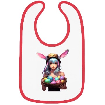Discover Easter Day Anime Girl Bunny Ear Easter Egg Hunt Bibs
