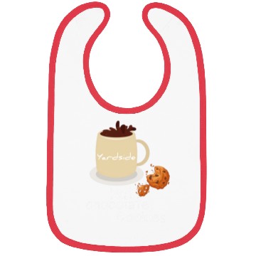Discover Drink Hot chocolate cookies Yardside font logo Bibs