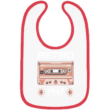 Discover Retro Tape Music Nostalgia Vintage 1947 Bibs