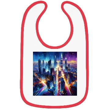 Discover Urban Lights Vibrant Nighttime Cityscape Bibs