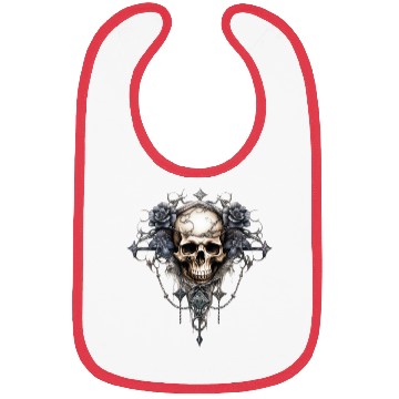 Discover Gothic Art Print with Skull and Roses Bibs