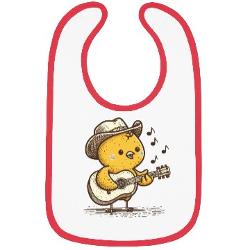 Discover Cute Cowboy Baby Chick Playing Guitar Bibs