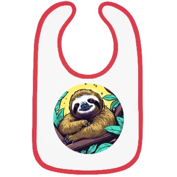 Discover Sleeping Sloth Illustration Bibs
