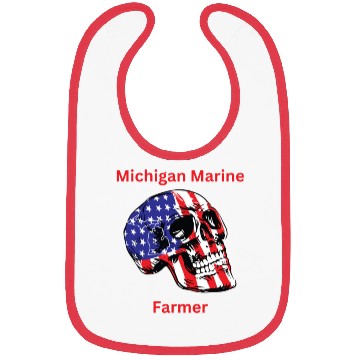 Discover MichiganMarineFarmer with patriotic skull Bibs