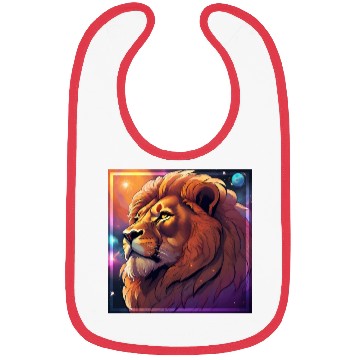 Discover The Majestic Lion with a Cosmic Touch Bibs