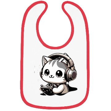 Discover kitty cat listening to music Bibs