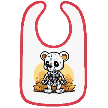 Discover Cute Skeleton Bear Illustration Bibs