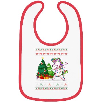 Discover Funny Dabbing Unicorn Lover Santa Hat Ugly Bibs
