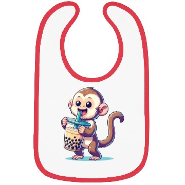 Discover Kawaii Bubble Tea Boba Cappuccino Monkey Bibs
