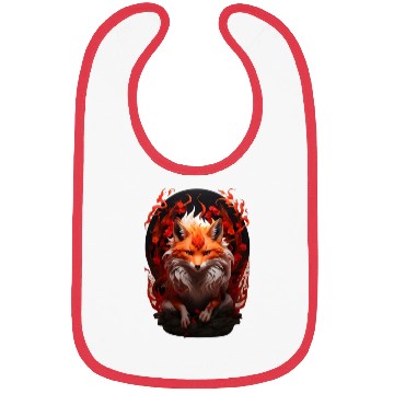 Discover Nine tailed fox in glowing red fire Bibs