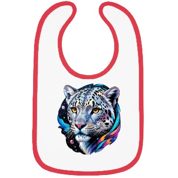 Discover Cosmic Snow Leopard - Ethereal Animal Portrait Bibs